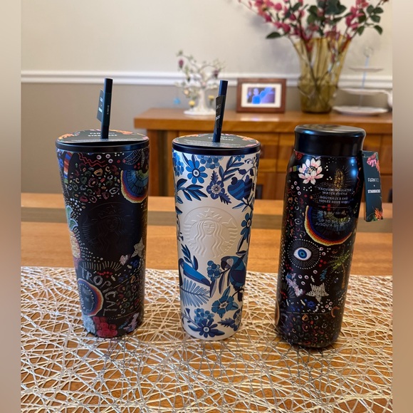 Starbucks Farm Rio Collection Other | Starbucks Farm Rio Tumblers Cups Collection Blue Floral W Black ...